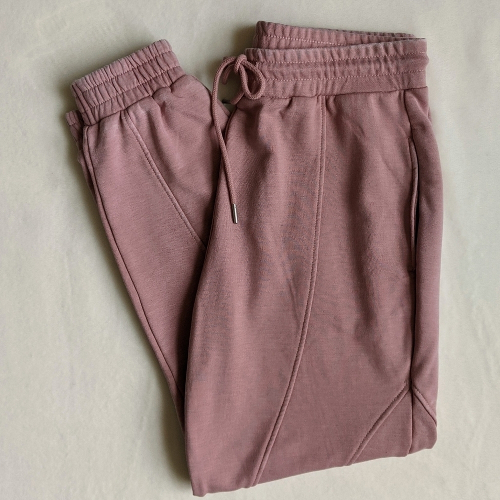 7FAM Jogger Lounge High-Rise Drawstring Pockets Elastic Cuffs Dusty Pink M NWT